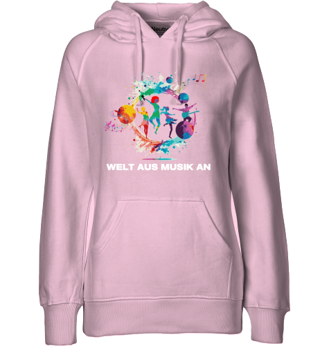 Organic Hoodie (women) WELT AUS MUSIK AN - white typo