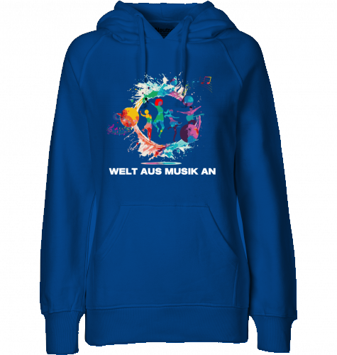 Organic Hoodie (women) WELT AUS MUSIK AN - white typo