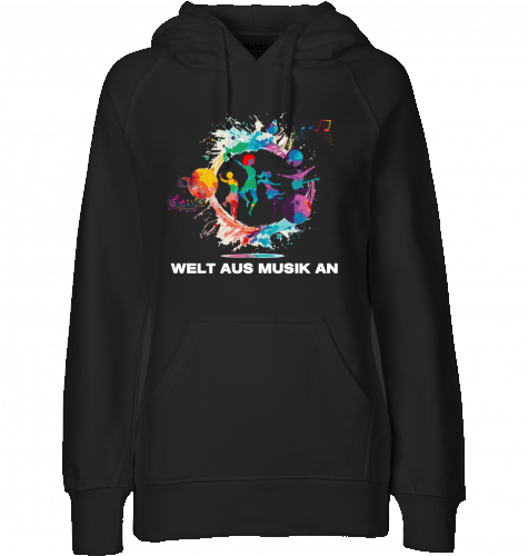 Organic Hoodie (women) WELT AUS MUSIK AN - white typo