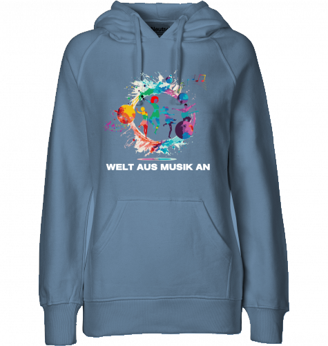 Organic Hoodie (women) WELT AUS MUSIK AN - white typo