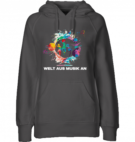 Organic Hoodie (women) WELT AUS MUSIK AN - white typo