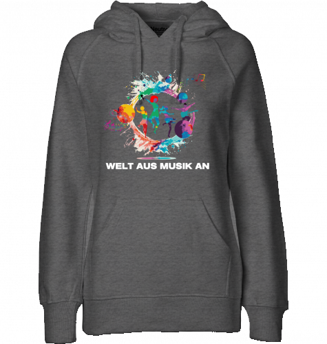 Organic Hoodie (women) WELT AUS MUSIK AN - white typo