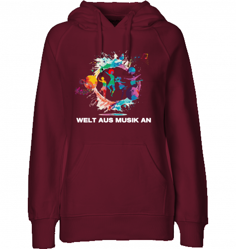 Organic Hoodie (women) WELT AUS MUSIK AN - white typo