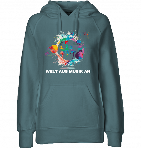 Organic Hoodie (women) WELT AUS MUSIK AN - white typo