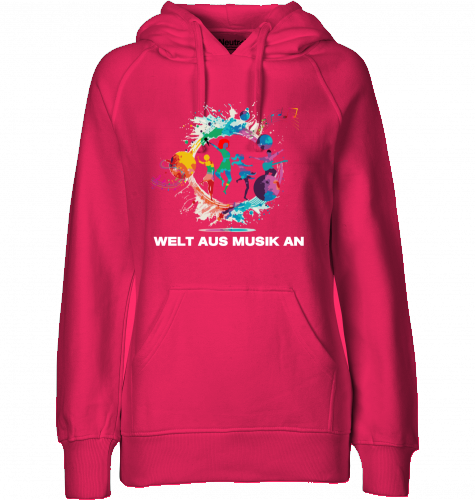 Organic Hoodie (women) WELT AUS MUSIK AN - white typo