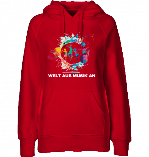 Organic Hoodie (women) WELT AUS MUSIK AN - white typo