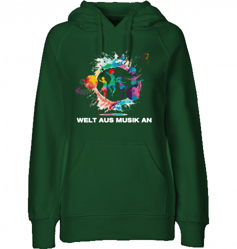 Organic Hoodie (women) WELT AUS MUSIK AN - white typo