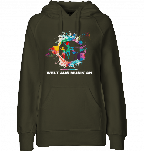 Organic Hoodie (women) WELT AUS MUSIK AN - white typo