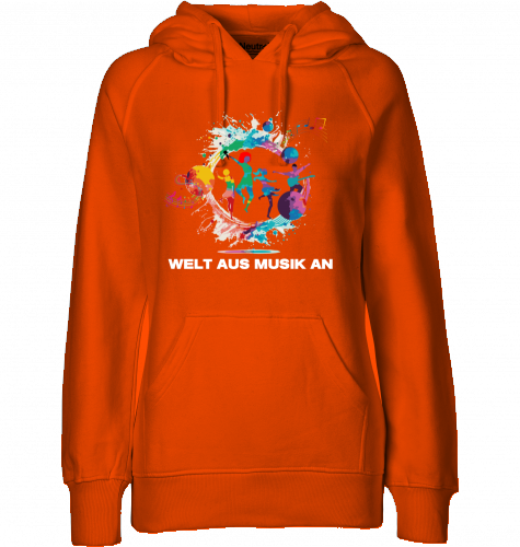 Organic Hoodie (women) WELT AUS MUSIK AN - white typo