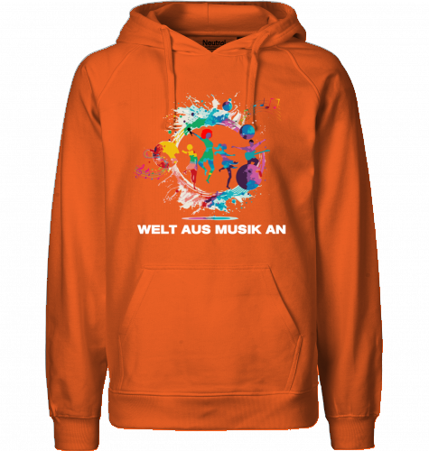 Organic Hoodie (men) WELT AUS MUSIK AN - white typo