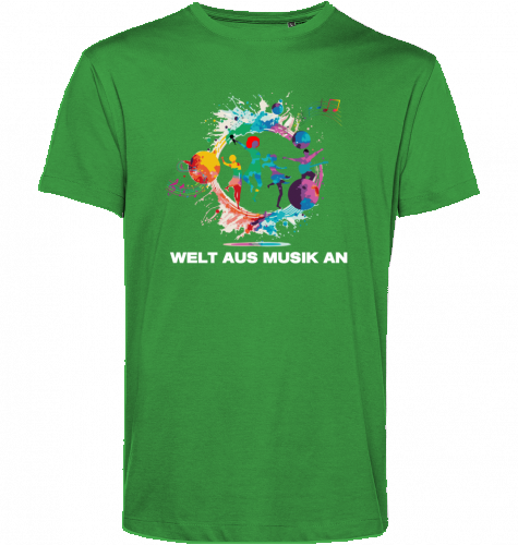 Organic T-Shirt (men) WELT AUS MUSIK AN - white typo