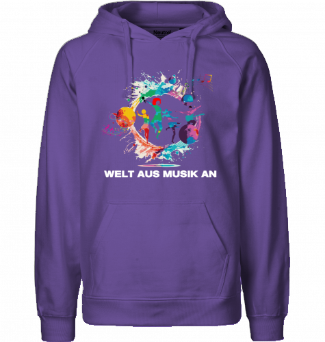Organic Hoodie (men) WELT AUS MUSIK AN - white typo