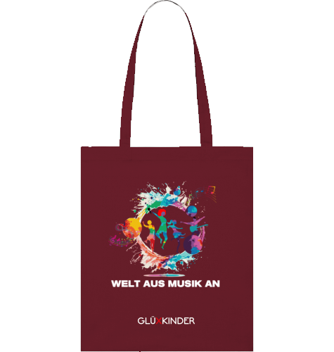 Organic WELT AUS MUSIK AN Bag - white typo