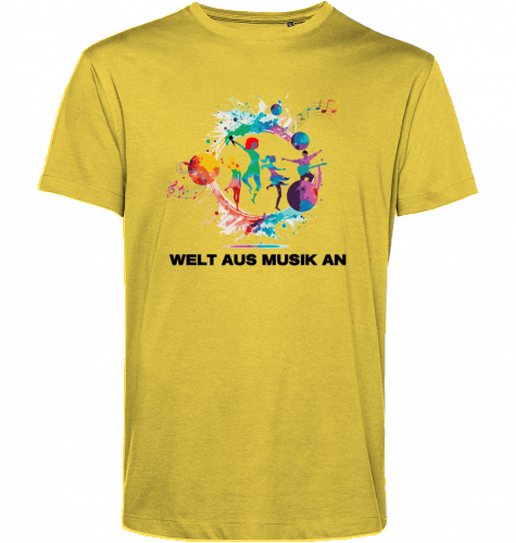 Organic T-Shirt (men) WELT AUS MUSIK AN - black typo