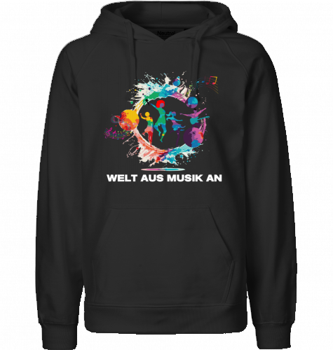 Organic Hoodie (men) WELT AUS MUSIK AN - white typo