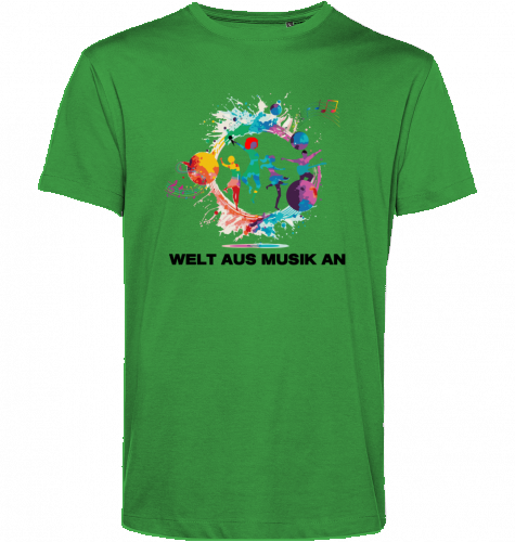 Organic T-Shirt (men) WELT AUS MUSIK AN - black typo
