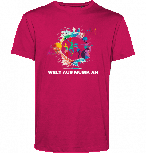 Organic T-Shirt (men) WELT AUS MUSIK AN - white typo