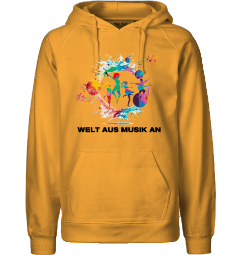 Organic Hoodie (men) WELT AUS MUSIK AN - black typo