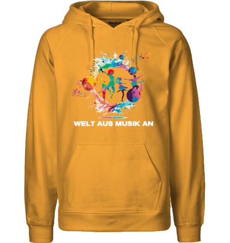 Organic Hoodie (men) WELT AUS MUSIK AN - white typo