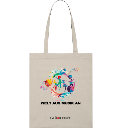 Organic WELT AUS MUSIK AN Bag - black typo
