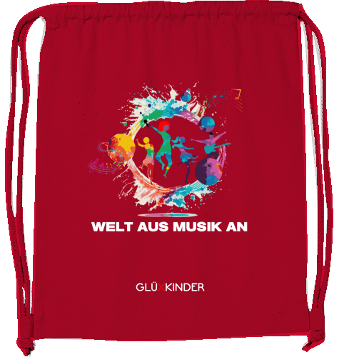 Organic WELT AUS MUSIK AN Gym-Beutel - white typo