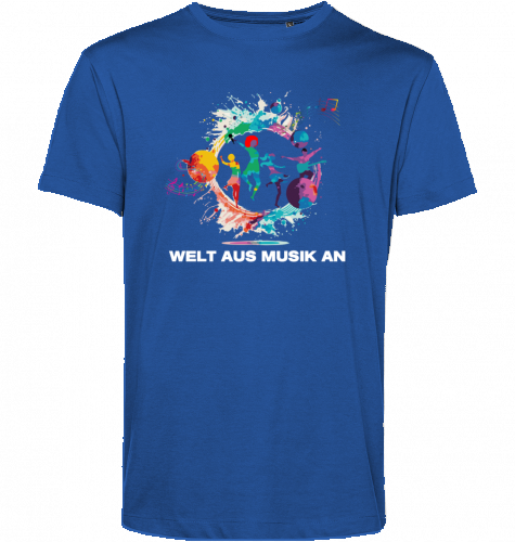 Organic T-Shirt (men) WELT AUS MUSIK AN - white typo