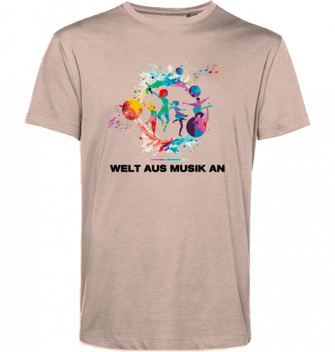 Organic T-Shirt (men) WELT AUS MUSIK AN - black typo