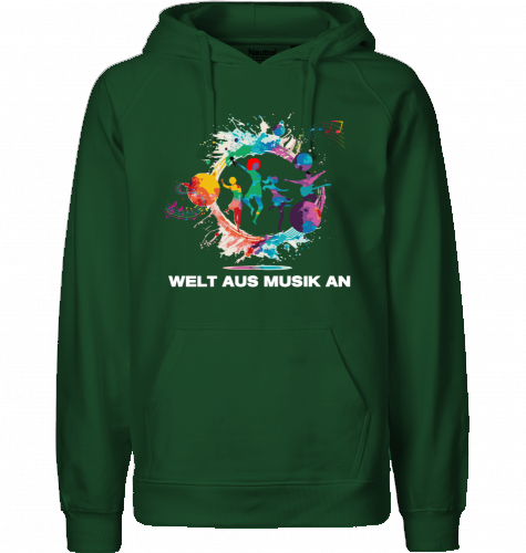 Organic Hoodie (men) WELT AUS MUSIK AN - white typo