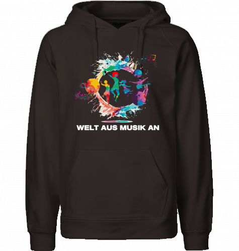 Organic Hoodie (men) WELT AUS MUSIK AN - white typo
