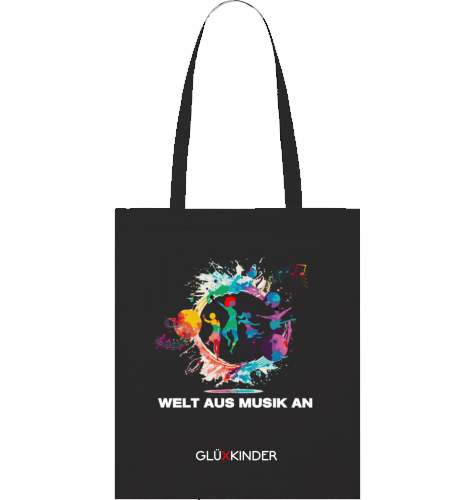 Organic WELT AUS MUSIK AN Bag - white typo
