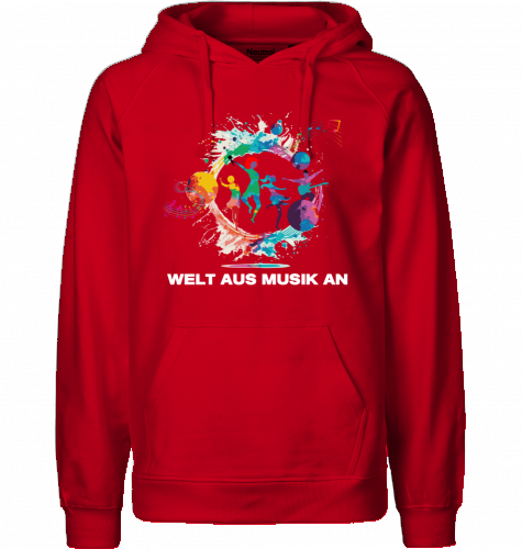 Organic Hoodie (men) WELT AUS MUSIK AN - white typo