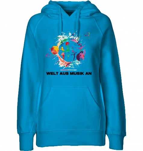 Organic Hoodie (women) WELT AUS MUSIK AN - black typo
