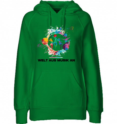 Organic Hoodie (women) WELT AUS MUSIK AN - black typo