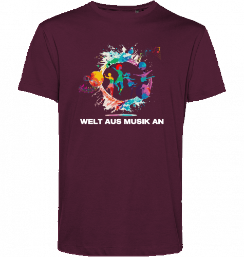 Organic T-Shirt (men) WELT AUS MUSIK AN - white typo