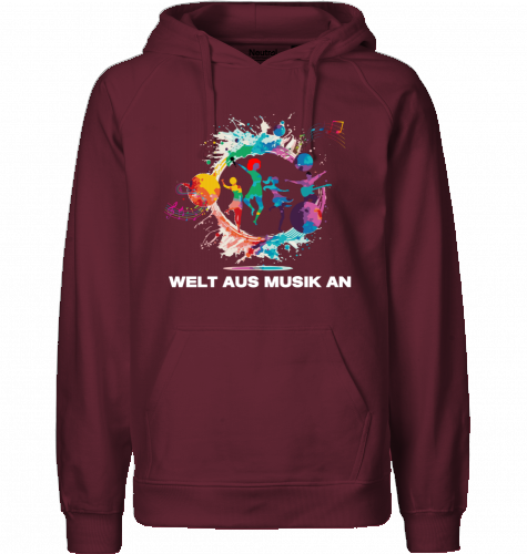 Organic Hoodie (men) WELT AUS MUSIK AN - white typo