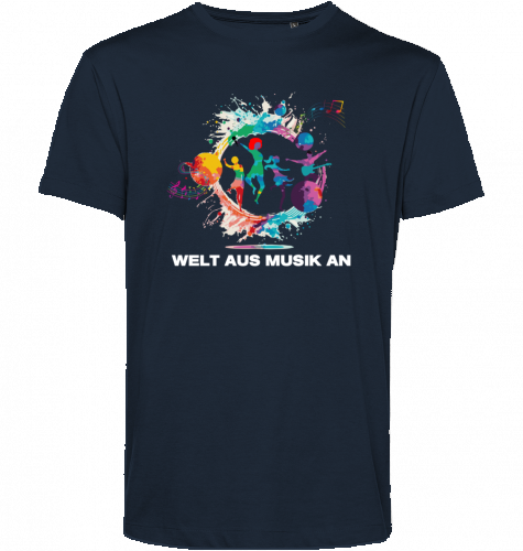 Organic T-Shirt (men) WELT AUS MUSIK AN - white typo