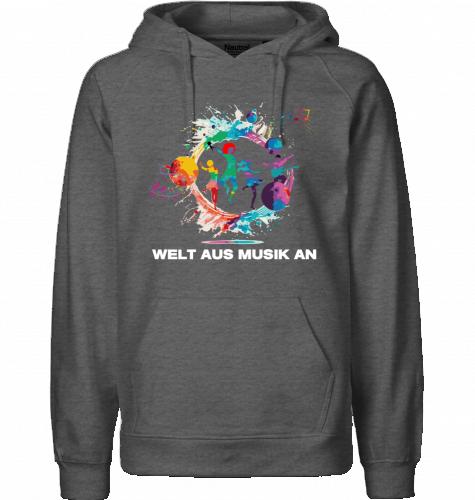 Organic Hoodie (men) WELT AUS MUSIK AN - white typo