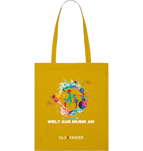 Organic WELT AUS MUSIK AN Bag - white typo