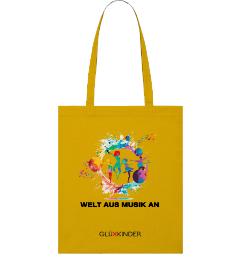 Organic WELT AUS MUSIK AN Bag - black typo