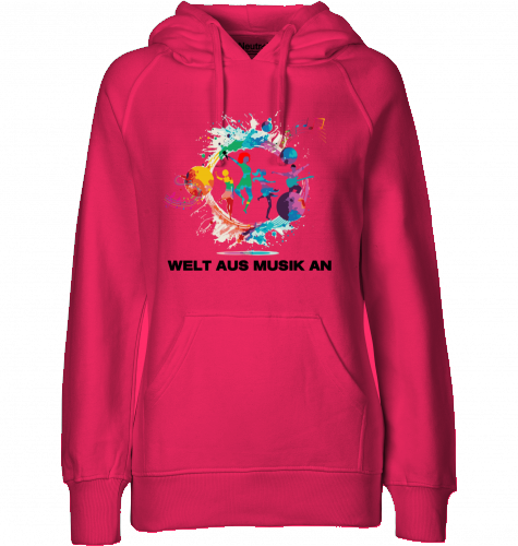 Organic Hoodie (women) WELT AUS MUSIK AN - black typo
