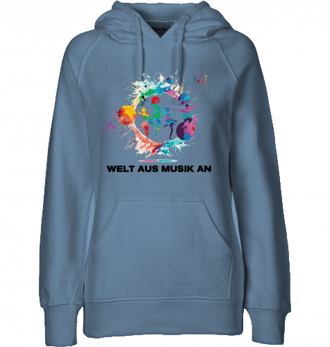 Organic Hoodie (women) WELT AUS MUSIK AN - black typo