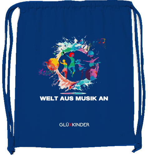 Organic WELT AUS MUSIK AN Gym-Beutel - white typo