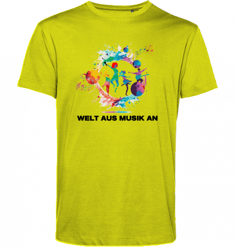 Organic T-Shirt (men) WELT AUS MUSIK AN - black typo