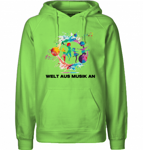 Organic Hoodie (men) WELT AUS MUSIK AN - black typo
