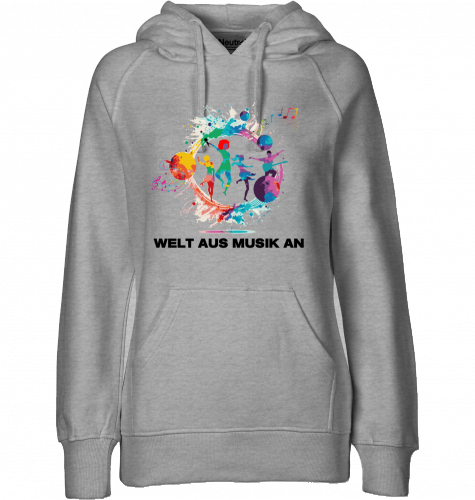 Organic Hoodie (women) WELT AUS MUSIK AN - black typo