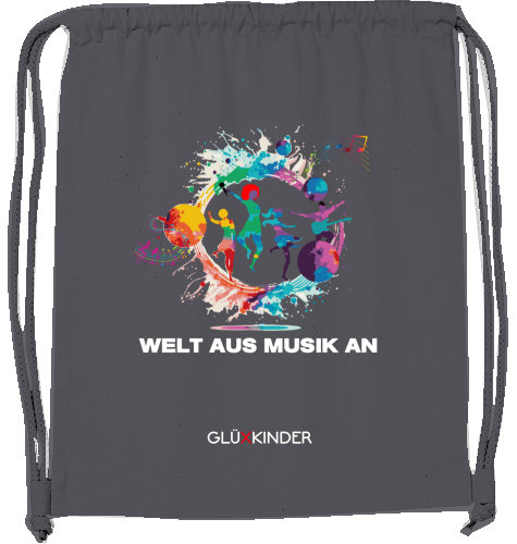 Organic WELT AUS MUSIK AN Gym-Beutel - white typo