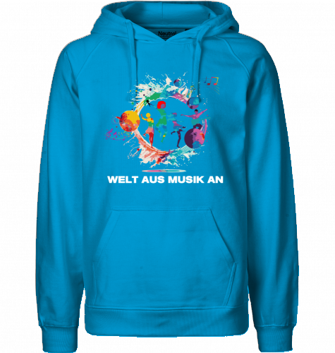 Organic Hoodie (men) WELT AUS MUSIK AN - white typo