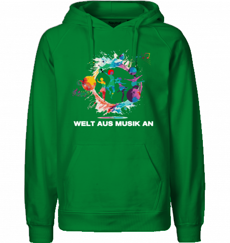 Organic Hoodie (men) WELT AUS MUSIK AN - white typo