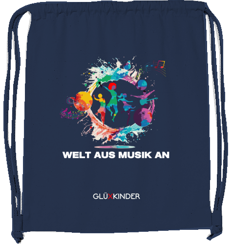 Organic WELT AUS MUSIK AN Gym-Beutel - white typo