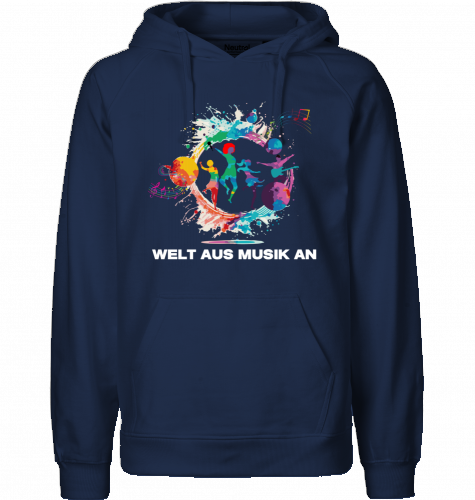 Organic Hoodie (men) WELT AUS MUSIK AN - white typo